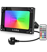Linke LED Floodlight Outdoor 100W, 8000LM Flood Lights Colour Changing, RGB Colours, Cold White, ...