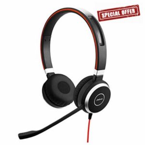 Jabra Evolve 40 UC Stereo Headset – Unified Communications Headphones for VoIP Softphone with Passive Noise Cancellation – 3.5mm Jack only – Black