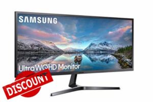 Samsung S34J550WQR - LED monitor - 34.1" - 3440 x 1440 Ultra WQHD @ 75 Hz - VA - 300 cd/m² - 3000:1-4 ms - 2xHDMI