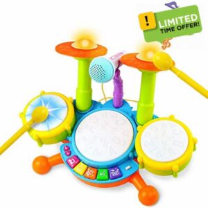 Kids Drum Kit - Toy for 1 Year Old Boys Drum Set Baby Musical Instruments Gifts for Boys Girls Toddlers Nursery Rhymes Electronic for Children Kid Toddler Toys for 1 2 Year Old Boys Girls