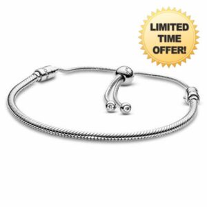 Pandora Moments Women's Sterling Silver Cubic Zirconia Slider Bracelet for Charms