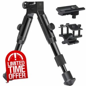 Feyachi 3 in 1 Tactical Rifle Bipod + Rail Mount Adapter + Barrel Clamp Adjustable Height from 6.3" to 6.9" for Hunting