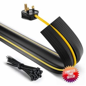 Deeba UK Floor Cable Cover Protector with Pack of Cable Ties | Heavy Duty Wire Cover & Non-Slip Base