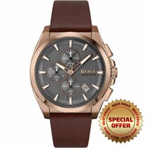 BOSS Chronograph Quartz Watch for Men with Brown Leather Strap - 1513882