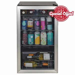 Russell Hobbs RHBC48SS 93 Litre/90 Can Undercounter Freestanding Beverage/Drinks Cooler for Wine