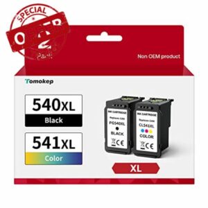 Tomokep Remanufactured 540XL 541XL Twin Pack Compatible for Canon PG-540 CL-541 Ink Cartridges