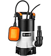 DEKO 750W Electric Submersible Water Pump with Float Switch and Max Flow 14000L/H for Swimming Po...