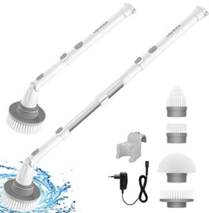 Voweek Cordless Cleaning Brush with Adjustable Extension Arm 4 Replaceable Cleaning Heads