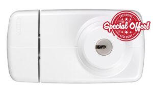 ABUS 532979 7025 W Additional Door Lock with Internal and External Cylinder White