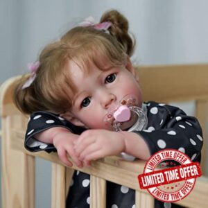 JIZHI Reborn Dolls - 17-Inch Velvety-Smooth Skin Realistic-Newborn Baby Dolls Blue Eyes Girl Real Life Baby Dolls with Toy Accessories Gift Set for Kids Age 3+ & Collectio