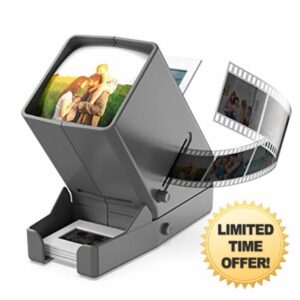 35mm Portable LED Negative and Slide Viewer LED Daylight Desktop Slide Viewer 3x Magnification for 35mm Slides(4*AA Batteries Included)
