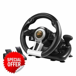 PXN V3 Pro Gaming Steering Wheel with Pedals - 180° Racing Wheel with Vibration Feedback