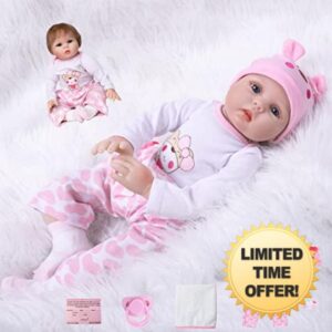 Anyee 22 Inch 55cm Reborn Babies Lifelike Soft Silicone Vinyl Reborn Toddler Dolls Handmade Baby Reborn Xmas Gift Cheap Reborn Dolls Toy Gift Real Life Dolls Toddler (Reborn Dolls 22 inch Girl)