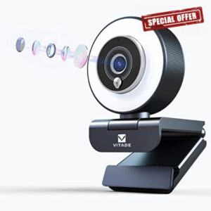 VITADE 960A 1080P FHD Webcam with Ring Light