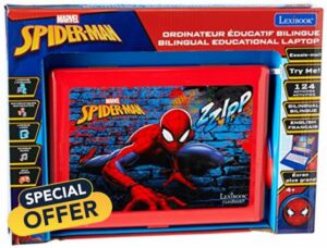 LEXIBOOK Disney Marvel Spider-Man - Educational and Bilingual Laptop French/English - Toy for Child Kid (Boys and Girls) 124 Activities