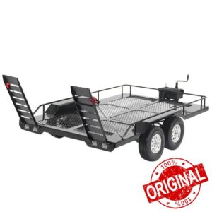 Vbestlife RC Trailer Metal Trail Car Trailer Accessory with Four Tires Compatible with TRX4 1/10 RC Ca