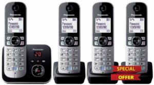 Panasonic KX-TG6824EB Quad DECT Phone - Black/Silve