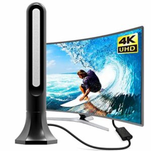 TV Aerial - Digital TV Aerial Indoor 250+ Miles Long Range - Amplified HD TV Antenna Indoor for Freeview TV Support 4K 1080P Local TV Channels with Booster & 19.2ft Coax Cable