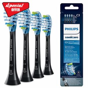 Philips Sonicare Original C3 Premium Plaque Defence Standard sonic toothbrush heads - 4 pack in Black (Model HX9044/33)