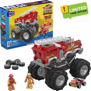 Mega Hot Wheels 5-Alarm Monster Truck Monster Truck Building Set With 284 Pieces With 2 Micro Figure Driver Figures