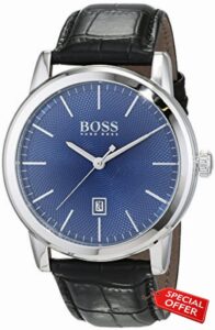 BOSS Analogue Quartz Watch for Men with Black Leather Strap - 15134
