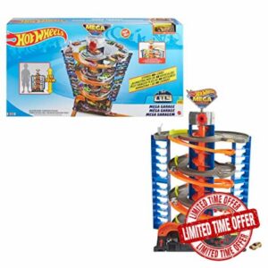 Hot Wheels City Mega Garage Playset with Corkscrew Elevator & Storage for 60+ Cars