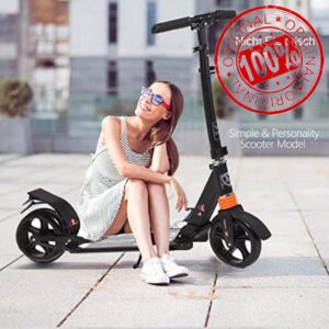 Hesyovy Lightweight Scooter T-Style Sturdy Aluminium Alloy Foldable Height Adjustable Big Wheel 195 mm Wheels City Scooter for Adults