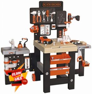 SMOBY Black and Decker Kids Mega Centre Workbench with 95+ Accessories  Pretend play toy workbench with tools