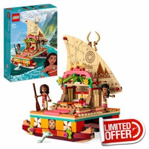 LEGO 43210 Disney Princess Moana's Wayfinding Boat Toy with Moana and Sina Mini-Dolls plus Dolphin Figure