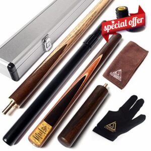 CUESOUL 57 Handcraft 3/4 Jointed Snooker Cue with Mini Butt End Extension Packed in Aluminium Cue Case