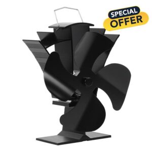 Tomersun Log Burner Fan Small 4 Blades Wood Burning Stove Fan Heat Powered Fireplace Fan Eco Fans Friendly Circulation for Wood/Log Burner/Fireplace