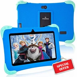 Fivahiva Kids Tablets 7" HD Display Children’s Android 11 Tablet for Kids Dual Camera 2GB+32GB WIFI Bluetooth Parental Control Eye Protection Children Tablet for Ages 2-12 with Kid-Proof Case (Blue)