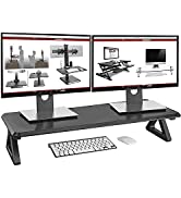 Duronic Sit-Stand Desk DM05D1 [BLACK] | Height Adjustable Office Workstation | 92x56cm Platform |...