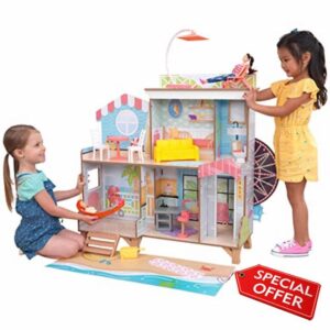 KidKraft 20053 Ferris Wheel Fun Beach Wooden Dolls House with 19 Accessories