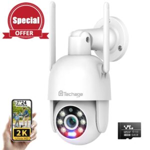 2K Outdoor Security Camera with 64G SD