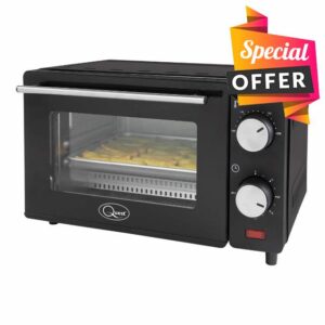 Quest 35409 Compact 9L Mini Oven/Temperature Controlled from 100-230° / 60 Minute Timer with Auto Shut Off / 650W / Tempered Glass Door / 36.5 cm x 28.5 cm x 22.1 cm