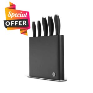 Circulon - 6-Piece Kitchen Knife Set - Japanese Stainless Steel - Non Stick Blades - Textured Handles - Professional Knife Set - Knife Block Included