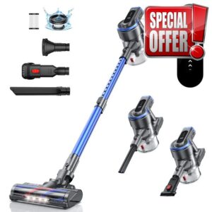 HONITURE Cordless Vacuum Cleaner 400W/33KPa Powerful Stick Vacuum Cleaner with LCD Touch Screen