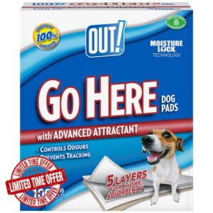 OUT! Go Here Absorbent Pet and Puppy Training Pads |100 Pads