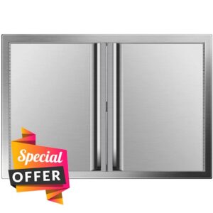 Mophorn Outdoor Kitchen Doors 31X24 Inch BBQ Access Door 304 Brushed Stainless Steel BBQ Door for Outdoor Kitchen BBQ Island