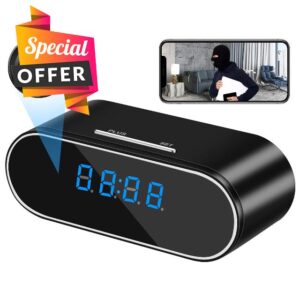 Baobang 1080P Hidden Camera Wireless WiFi Spy Camera Clock Home Security Surveillance Monitoring Camera Nanny Cam 140 Angle Night Vision Motion Detectio