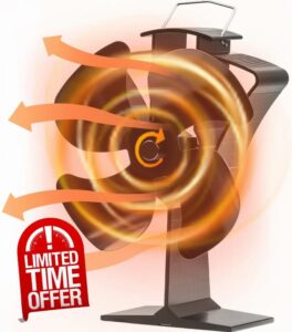 Wood Stove Fan Log Burner Fan Woodburner Fireplace Fan Fire Fan for Wood Burning Stove Top Heat Powered Eco Friendly