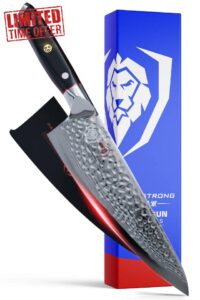 DALSTRONG Chef Knife - 8" (20 cm) - Shogun Series - Damascus - Japanese AUS-10V Super Steel - Black Handle - w/Sheath