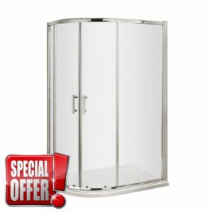 Nuie 1200x800mm AQU128 Pacific ǀ Modern Bathroom 6mm Safety Glass Offset Quadrant Shower Enclosure