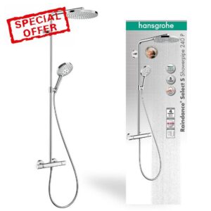 hansgrohe Raindance Select S Showerpipe 240 1jet PowderRain with thermostatic shower mixe