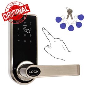 ETEKJOY Door Lock Smart Keyless Digital Electronic Touchscreen Keypad Lever Lockset Security Entry Door Code Lock with 5 RFID Card Tags Knob Handle Stainless Steel Left/Right-Free Handed