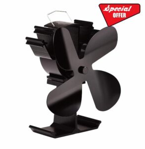 Upgrade 4-Blade Heat Powered Fan for Wood Burning Stove Log Burner Fireplace - Eco Friendly and Efficient Fan (Black)