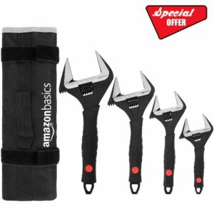 Amazon Basics 4-Piece Plumbing Adjustable Wrench with Soft Grip