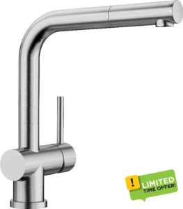 Blanco 518716 Lomis-S - Brushed Steel Kitchen Sink tap with a Pull-Out spout steel-518716