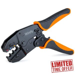 Crimping Tool for Insulated Electrical Connectors - Ratcheting Wire Crimper - Crimping Pliers - Ratchet Terminal Crimper - Wire Crimp Tool by Wirefy